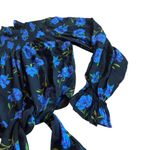 Nicholas Lola Floral Long Sleeve Blouse Shirt Top Silk Tie Front Size Large Black Photo 6