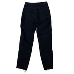 Nasty Gal Black High Rise Mom Jeans Raw Hem Contrast Stitching 6 Photo 3