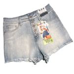 REWASH  The Wedge Super High Rose Frayed Jean Shorts Photo 0