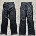 ZARA Pants Faux Leather Straight Leg Contrast Stitching Black S NWT New Photo 5