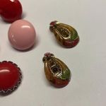 Lot of 5 Vintage /Modern Costume Earrings Clip On Screw On Pink Red Black Etc Photo 9