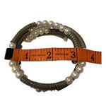 Vintage Bracelet Gold Tone White Faux Pearl Beads Wrap Cuff Photo 8
