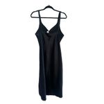 Adonna Vintage Satin Black Slip Long Dress Night Gown Lingerie Size Large 16/18 Photo 3