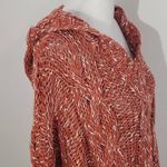 HYFVE  Coral Red Chunky Knit Cropped Sweater Hoodie Size Small Oversized Pullover Photo 3