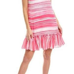 Trina Turk  Zuri 2 Dress Women's Small Pink White Stripe Sleeveless Mini Photo 0