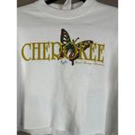 Vintage White Long Sleeve Cropped Sweatshirt Cherokee Mountains Size Small Photo 1