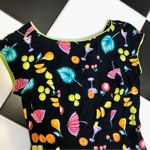Vintage 90s Fruit Mini Dress Subtle Cocktail Print Bodycon Neon Colors Bright 10 Black Photo 2