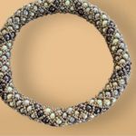 Swavorski Peyote Stitch Bangle Bracelet  Swarovski Pearls Brown/Cream and  beads Photo 2