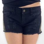 Bongo Black Low Rise Distressed Jeweled Raw Hem Cut Off Shorts Photo 0