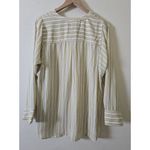 Talbots Yellow Stripe Pop Over Long Sleeve Blouse Mandarin Collar Size Large Photo 5