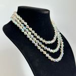Vintage Art Deco 3 Strand Kaleidoscope Clear Beaded Necklace Silver Photo 1