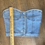 VINTAGE DENIM BUSTIER WITH BUTTON FRONT AND SHEERING IN BACK TO LOOK SNATCHED IN Blue Photo 9