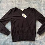 Michael Kors Michael Black Smocked Trim Top Medium Photo 1
