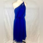 DKNY  royal blue one shoulder flowy chiffon midi dress size 12 Photo 3