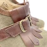 Frye Pepper Kiltie Wedge Sandals Sz 6 Brown Leather Canvas Cork Slingback Buckle Photo 2