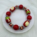 Large Beads Palm Trees & Shells Design Beaded Bracelet in Red Photo 4