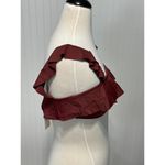 Eberjay Eberjey Jane Solid Port Ruffle Sleeve Bikini Top Swimsuit Burgundy Red Large Photo 10