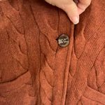 Talbots  Ribbed Shawl Collar Sweater Blazer Sz XL Burnt Umber Brown Cable Knit Photo 5