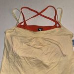 InSport Asana Soy Tank Top Womens Medium Yellow Orange Criss Cross Yoga Made USA Photo 3