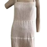 H&M FLAPPER FRINGE RETRO ART DECO 1920'S White Lined DRESS Women’s Size L Photo 0
