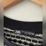 ZARA  Black & White Patterned Short Sleeve Shirt Photo 3