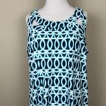 LULU B Dress Womens XL Blue Geometric Sleeveless UPF 50 Strappy Travel Resort Photo 2