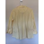 Foxcroft  Yellow White Classic Stripe Wrinkle Free Fitted Zip Front Shirt Top 12‎ Photo 4