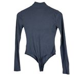 SO  Bodysuit Womens S Gray Ribbed Mock Neck Fitted Minimalist Clean Girl Basic Photo 2
