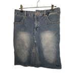 Athleta Vintage Knee Length Medium Wash Faded Denim Skirt Photo 1