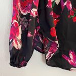 Target Kirna Zabête at Blouse Florals on Black Tie Neck Long Sleeves Sz XS EUC Photo 5