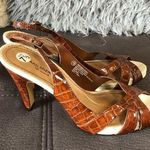 Isaac Mizrahi Shiny Burnt Orange/Brown Heels Photo 0