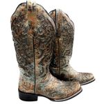 Women’s J.B. Dillon Reserve Distressed Turquoise Patina Western Boots – Size 11B Brown Photo 0