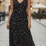 Torrid  Black Floral Maxi Dress V Neck Sleeveless Summer Casual Flowy Photo 0