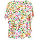 kim rogers  Multicolor Floral Short Sleeve 100% Cotton Top Sz Lp Photo 2