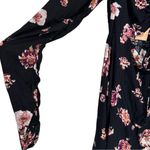 Nasty Gal  Floral Ruched Skater Dress Black Cutout size 6 Long Sleeves NWT Photo 6