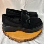 Mudd Shoes Women’s Size 9 Chunky Black Suede Loafers Black Buckle Accent Slip On Photo 2