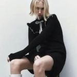 ZARA  GOTHIC STYLE HIGH COLLAR BLACK KNIT LONG SLEEVE MINI DRESS WITH BOW Medium Photo 1