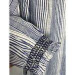 Gap Women's Cotton Tie-Neck Long Sleeve Peasant Top Blouse Striped Blue Medium Photo 7