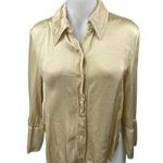 ZARA  Women's Gold Yellow Silk Satin Long Sleeve Button Down Shirt Top Size XS Photo 0