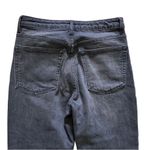 Topshop Straight Raw Hem Black Denim Popper Snap Cropped High Waist Jeans Sz 28 Photo 3