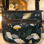 Fossil  Leaf print crossbody purse bag canvas with leather trim pockets Photo 0