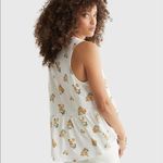 Lucky Brand NWT  White Floral Sleeveless Peplum Tie Front Top Loose Fit Womens L Photo 3