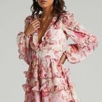 SHOWPO Liadi Playsuit Longsleeve Plunge Playsuit In Soft Floral Pink Size 2 Photo 2
