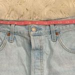 Levi's 501 button fly cotton denim raw hem shorts high rise 32 Photo 5