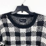 THE WAY Black White Checkered Cropped Knit Long Sleeves Sweater, Size OS Photo 4