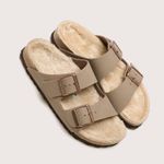 Birkenstock Arizona Shearling Desert Dust Gray Taupe Sandals Photo 1