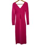 Aje Hot Pink Echo Bubble Textured Midi Dress Long Sleeve Size S Photo 4