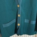 Devernois Paris Vintage 1970s Forest Green Preppy Cardigan Sweater Blazer Size 18 Photo 2
