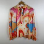 Aura Psychedelic Blouse Small Multicolor Retro Rainbow Cloud Festival Y2K Boho Photo 3
