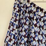 Talbots Pleated Skirt Size XL Geometric Print Midi Blue White Career Classic Photo 7